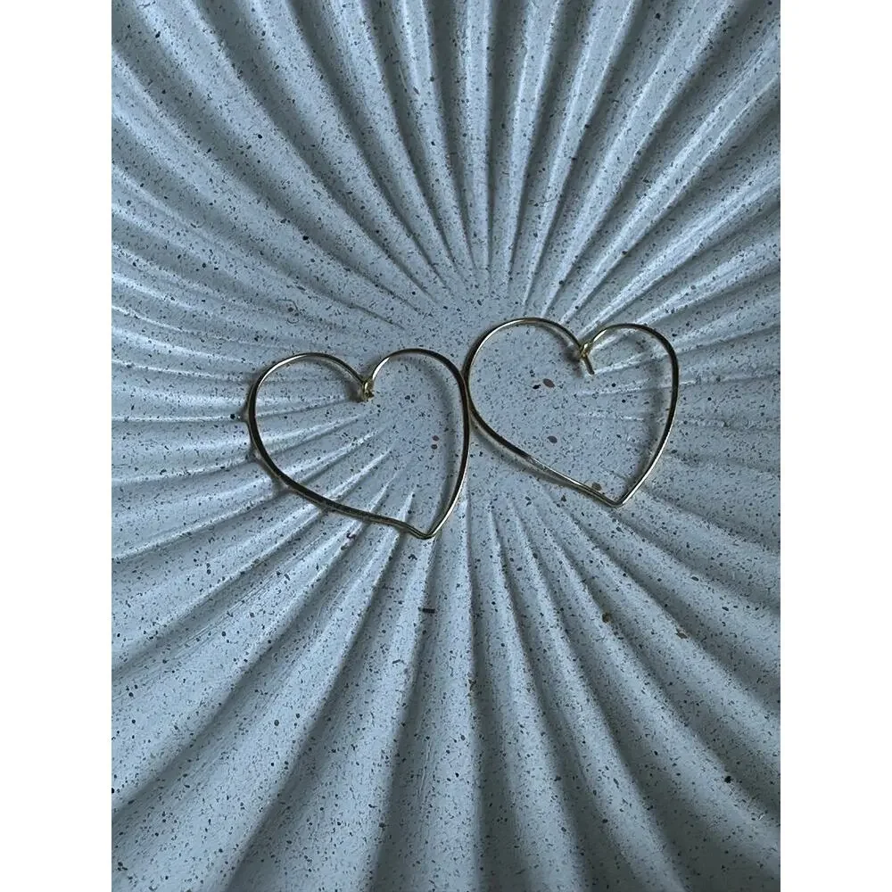 BOGO FREE 1” golden heart MINIMILIST heart hoop earrings